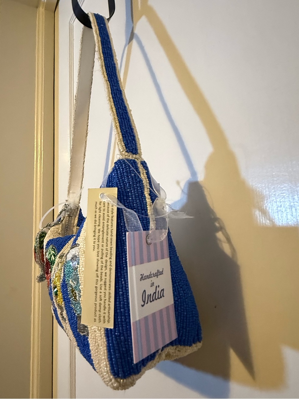 T.J.Maxx Blue & White Cocktail, Striped Beaded Mini Shoulder Bag - Picture 7 of 10